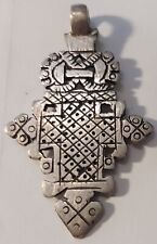 ANTICA CROCE COPTA ETIOPE IN METALLO ARGENTATO ESEGUITA A MANO