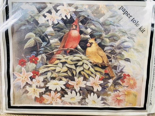 Cardinals with flowers - flowers, paper