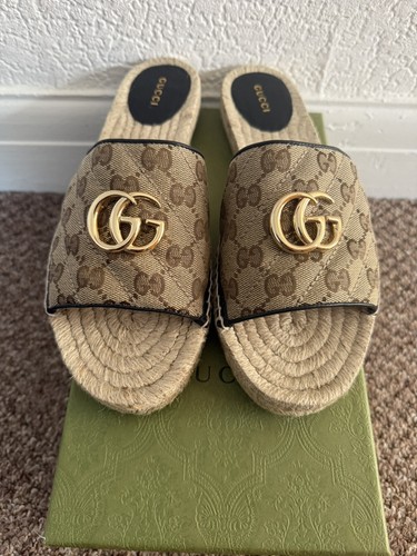 Gucci beige ebano sandalo - gucci, gg