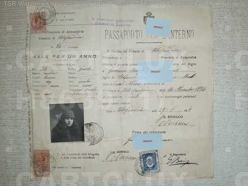 H8639 passaporto 1918 foto - passaporto,