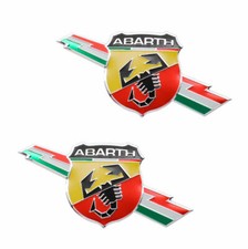 KIT 2PZ FREGIO STEMMA LOGO SCUDETTO ABARTH METALLO LATERALI 5CM x 10CM