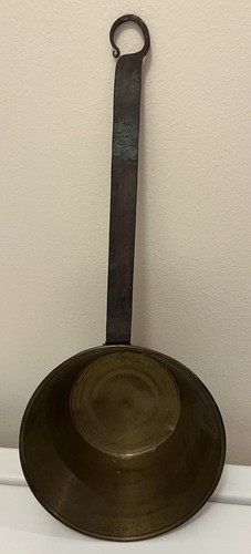 Antica padella ottone manico