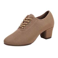 Scarpe da ballo sala donna traspiranti morbide scamosciate suola gomma tacco altezza 3/5 cm