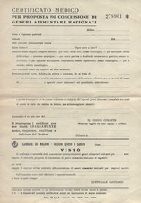 DOCUMENTO CERTIFICATO MEDICO PER CONCESSIONE GENERI ALIMENTARI RAZIONATI MILANO