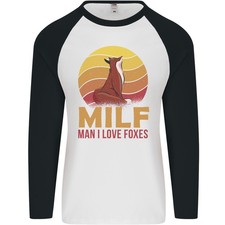 MAGLIETTA A MANICHE LUNGHE DA BASEBALL FOX UOMO MILF MAN I LOVE FOXES