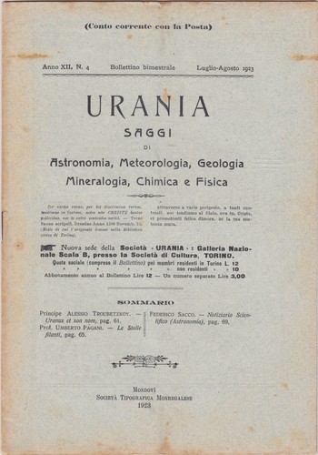 Urania rivista 1923 anno - rivista,, 1923,