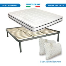 Rete e Materasso matrimoniale memory 160x190 con 2 cuscini kit letto completo