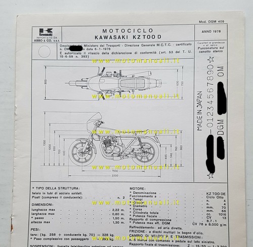 Kawasaki 1000 1978 scheda - kawasaki,