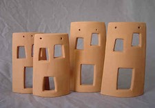 STOCK 4 TEGOLE CASETTA SCHELETRO IN COTTO FATTE A MANO X DECOUPAGE E DECORAZIONE