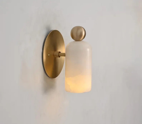 Alabaster marble brass wall - alabaster,