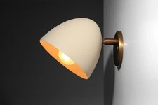 Coppia di applique moderne ottone e metallo lampada da parete metà secolo