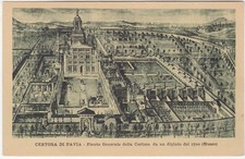 CERTOSA DI PAVIA - PIANTA GENERALE DELLA CERTOSA DA UN DIPINTO DEL 1700 -22549-