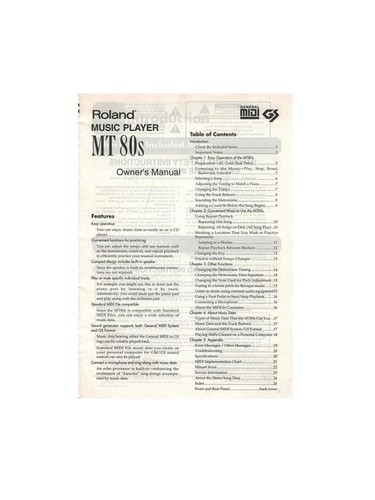 Roland mt80s manuale - mt80s,