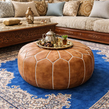 Pouf in pelle marocchina fatto