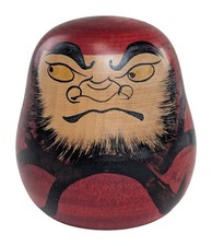 Bambola Daruma Kokeshi vintage in legno rosso 7 cm giapponese Sosaku ornamento artigianato