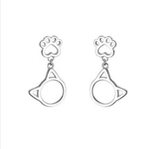 Orecchini donna gatto impronta Argento 925 / Women's silver 925 earrings paw cat