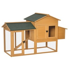 PawHut Pollaio in Legno con Casetta per Galline Area Aperta e Rete 168x75x103cm