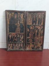 Antica icona in legno intagliato a mano ortodossa ETIOPE Vergine Maria arte religiosa