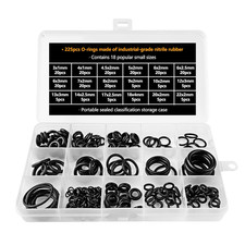 225 Pezzi O Ring Guarnizioni Di Tenuta in Gomma, Assortimento Oring Anelli Kit, 