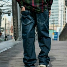 Jeans Larghi In Denim Blu