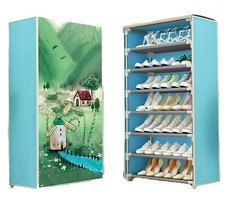 Scarpiera Salvaspazio Tessuto 10 Ripiani Scaffale Portascarpe TNT Azzurro