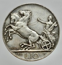 VITTORIO EMANUELE III 1901-1945  -AG/ 10 LIRE 1926  RARA !