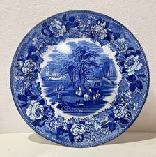 Bellissimo piatto d'epoca, porcellana inglese, DECORO FLOREALE su giardino