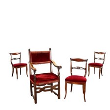 Seggiolone Antico e 3 Sedie