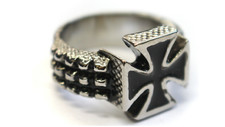 Anello Uomo Grande Acciaio Inox Grande Croce, Metallo Gotico Biker Punk Ring 