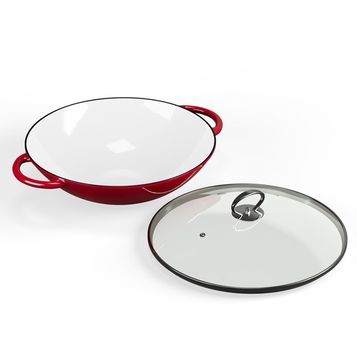 Padella wok con coperchio - padella, 37cm