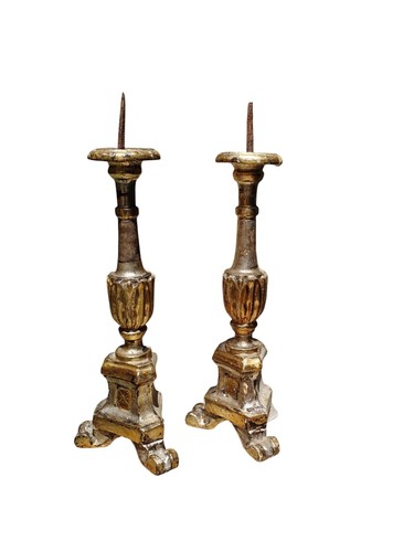 Coppia candelieri antichi - coppia,