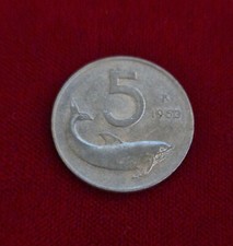 MONETA DA 5 LIRE DELFINO