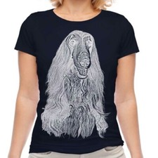 Levriero Afgano Schizzo Donna Stampato T-Shirt Ottimo Regalo Per Cane Amante