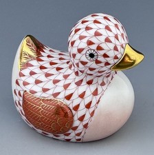 ? Statuina uccellino anatra ruggine anatra in gomma Herend come nuova ($410 vendita al dettaglio)