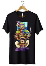 T-Shirt Maglietta Tartarughe Ninja Cartoons Style Tshirt Uomo Donna Bambino Nera