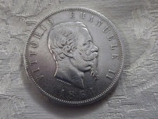 VITTORIO EMANUELE II MONETA IN ARGENTO DA  5 LIRE 1864  NAPOLI  RARA