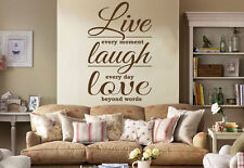 Adesivo da parete vinile vinile citazione arte da parete moderna ""Live Laugh Love"", trasferimento moderno