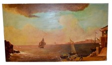 ELEGANTE GRANDE DIPINTO OLIO SU TELA " MARINA " EPOCA '900