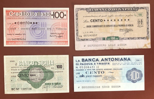 Mini assegni 100 - 100, lire