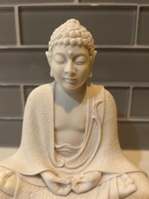 Statuina Buddha bianco seduto Made in Italy 7 pollici