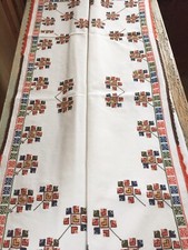 Tovaglia Tovaglietta Cotone Ricamo A Mano Punto Croce Pizzo Uncinetto Tenda 