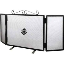 PARASCINTILLE PER CAMINO CON 2 ANTE LATERALI IN FERRO BATTUTO ARTIGIANALE PESANT