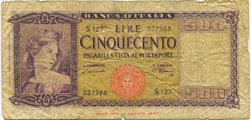 Italia biglietto 500 - 500, lire