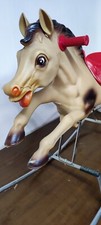 CAVALLO A DONDOLO CANOVA. GIOCATTOLO ANNI 50 IN PLASTICA ACCIAIO INOX E GOMMA 