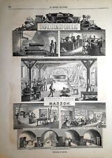 Stampa antica PRODUZIONE DEL CIOCCOLATO interni fabbrica 1859 Antique print