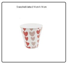 5 secchiello latta con cuori portavaso vasetto fioriera porta vaso festa mamma