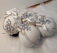 n°4 Bellissime palline di Natale artigianali diametro cm 10 rivestite velluto