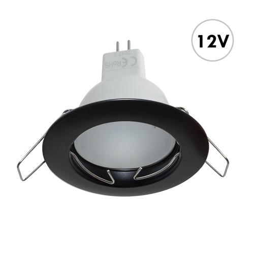 Faretto rotondo nero 12v - rotondo,
