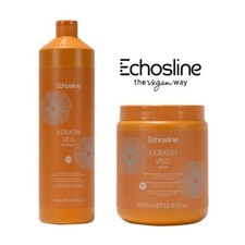 Echosline Keratin Veg Shampoo 1000ml + Maschera 1000ml x C. Colorati e Trattati