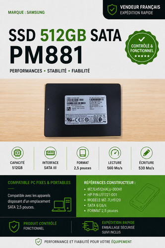Samsung pm881 512gb - 2.5", sata